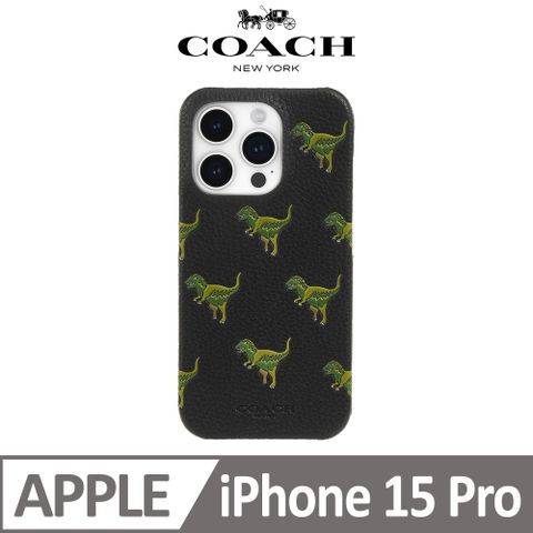 【COACH】iPhone 15 Pro 真皮手機殼 小恐龍