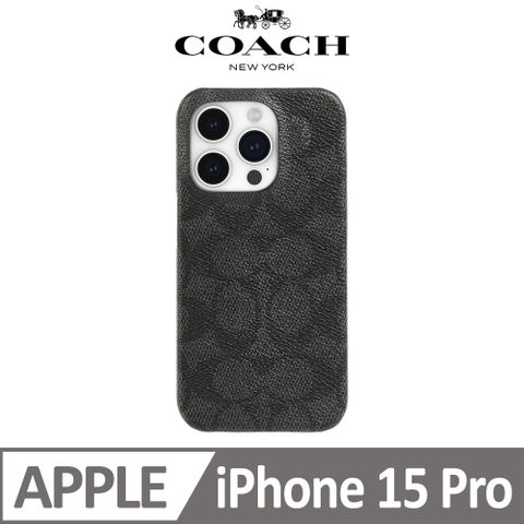 COACH 蔻馳 iPhone 15 Pro 手機殼 黑色經典大C