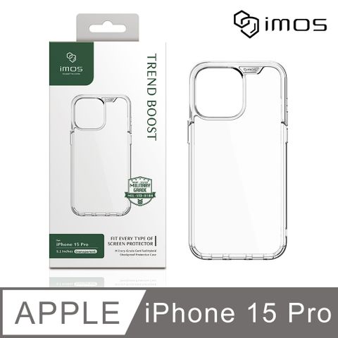 imos Apple iPhone 15 Pro 6.1吋 軍規認證雙料防震保護殼-透明