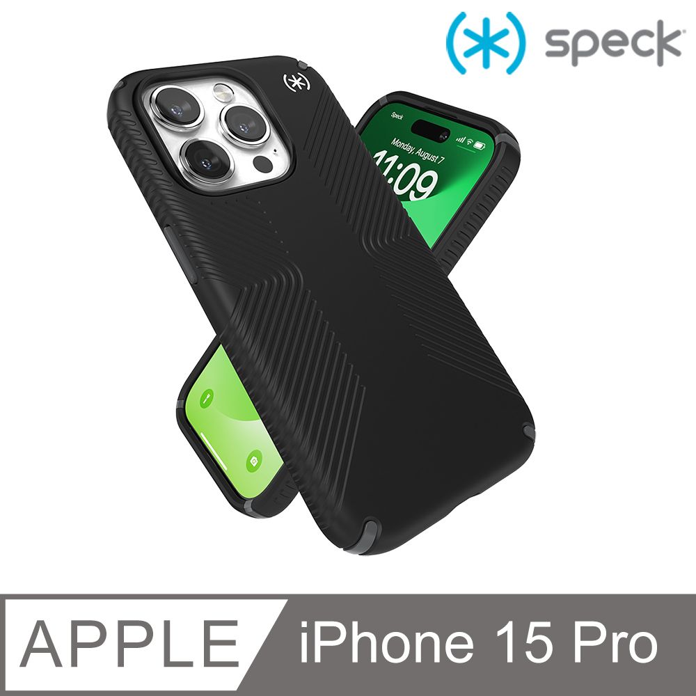 Speck  iPhone 15 Pro (6.1吋) Presidio2 Grip MagSafe 磁吸防手滑防摔殼-黑色