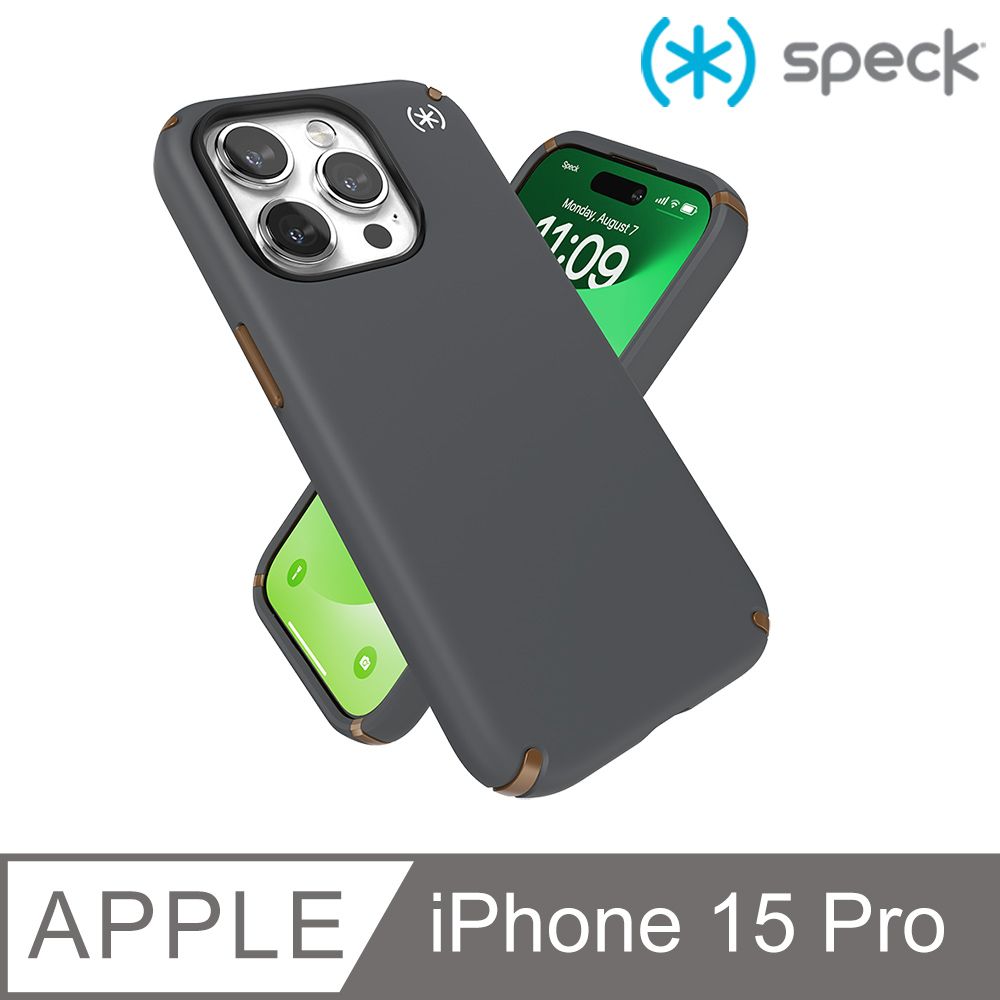 Speck  iPhone 15 Pro (6.1吋) Presidio2 Pro MagSafe 磁吸柔觸感防摔殼-炭灰色