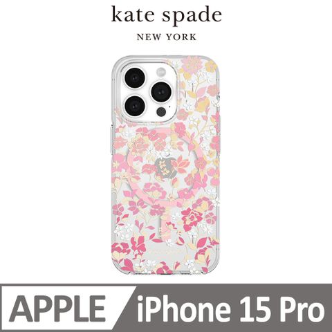 Kate Spade iPhone 15 Pro MagSafe 精品手機殼 桃花紛飛