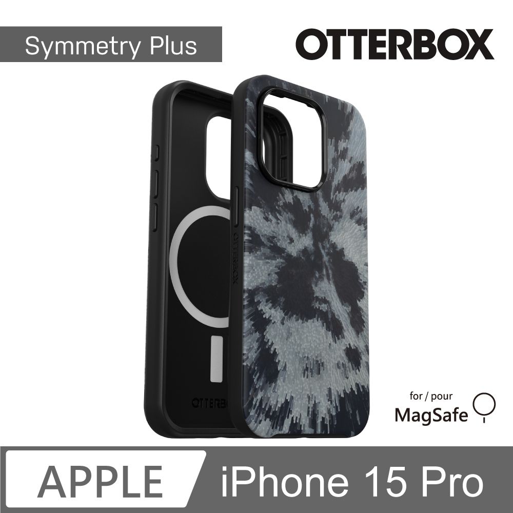 OTTERBOX   iPhone 15 Pro 6.1吋 Symmetry Plus 炫彩幾何保護殼-幻影黑(支援MagSafe)