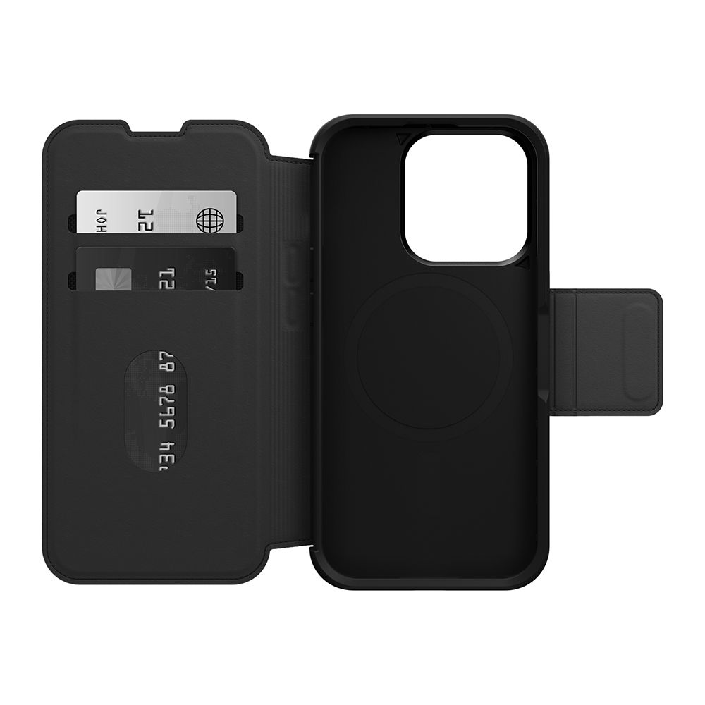 OTTERBOX   iPhone 15 Pro 6.1吋 Strada 步道者系列真皮掀蓋保護殼-黑(支援MagSafe)