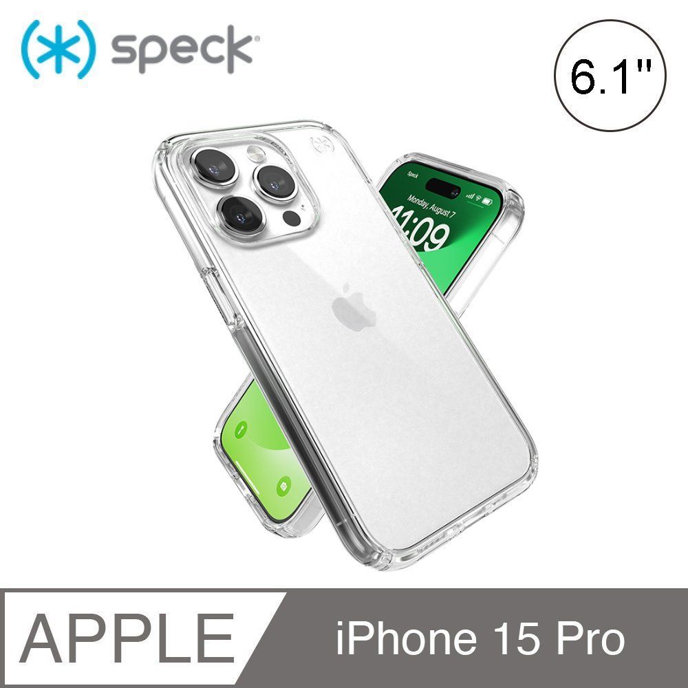 Speck  Presidio Perfect Clear iPhone 15 Pro 6.1吋 透明抗菌防摔保護殼