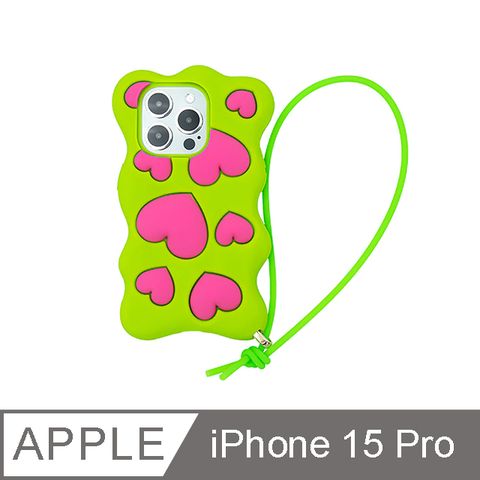 【Candies】iPhone 15 Pro - Happy &amp; Free愛心手機殼(綠)手機殼
