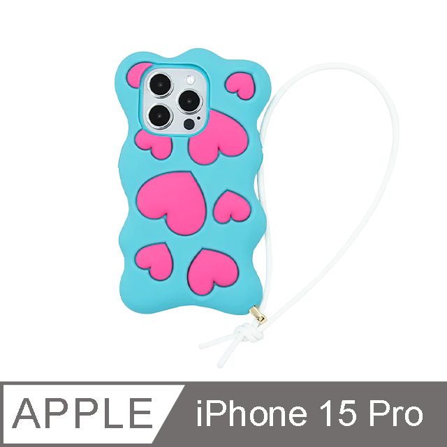 Candies iPhone 15 Pro - Happy & Free愛心手機殼(藍)手機殼