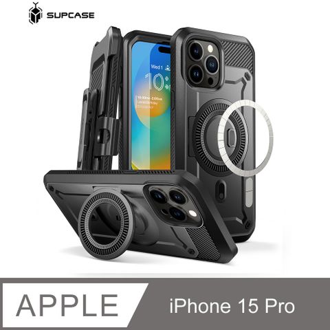 SUPCASE iPhone 15 Pro UB Pro Mag-抗震防摔磁吸支架保護殼(含螢幕防護膜夾扣套)