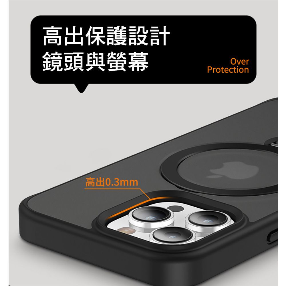  iPhone 15 Pro 磁吸隱形支架手機殼 磨砂保護殼 (多色可選)