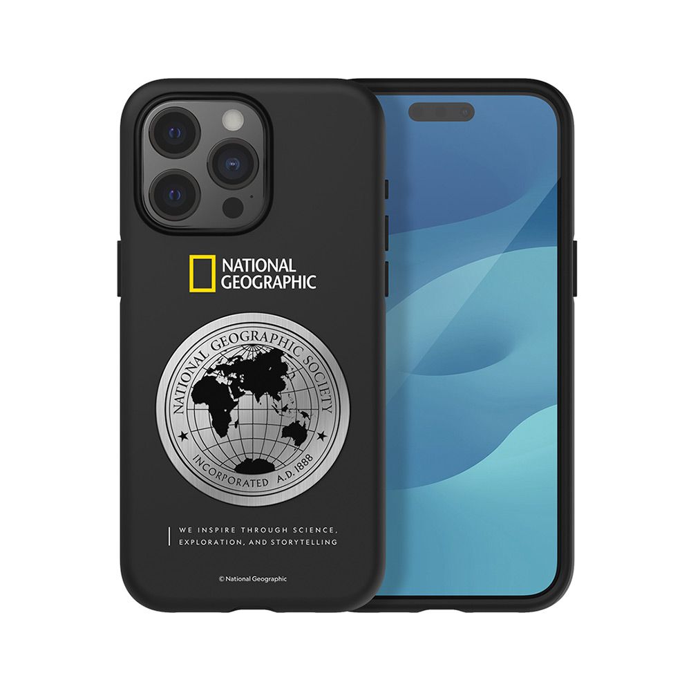 National Geographic 國家地理 iPhone 15 Pro Max Metal Deco 地球徽章保護殼