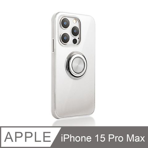 《指環支架空壓殼》iPhone 15 Pro Max 手機殼 i15 Pro Max 保護殼 磁吸式 軟殼(透明)