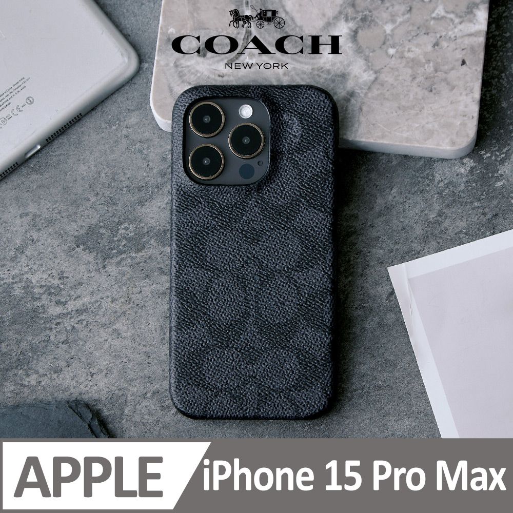 COACH】iPhone 15 Pro Max 手機殼黑色經典大C - PChome 24h購物