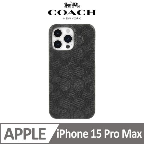 COACH 蔻馳 iPhone 15 Pro Max 手機殼 黑色經典大C