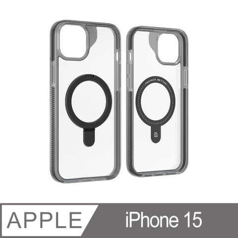 ZAGG iPhone 15 聖塔克魯茲磁吸環支架款-石墨烯防摔保護殼 黑色