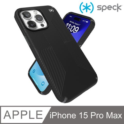 Speck iPhone 15 Pro Max (6.7吋) Presidio2 Grip MagSafe 磁吸防手滑防摔殼-黑色