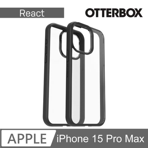 OTTERBOX iPhone 15 Pro Max 6.7吋 React 輕透防摔殼 (黑透)