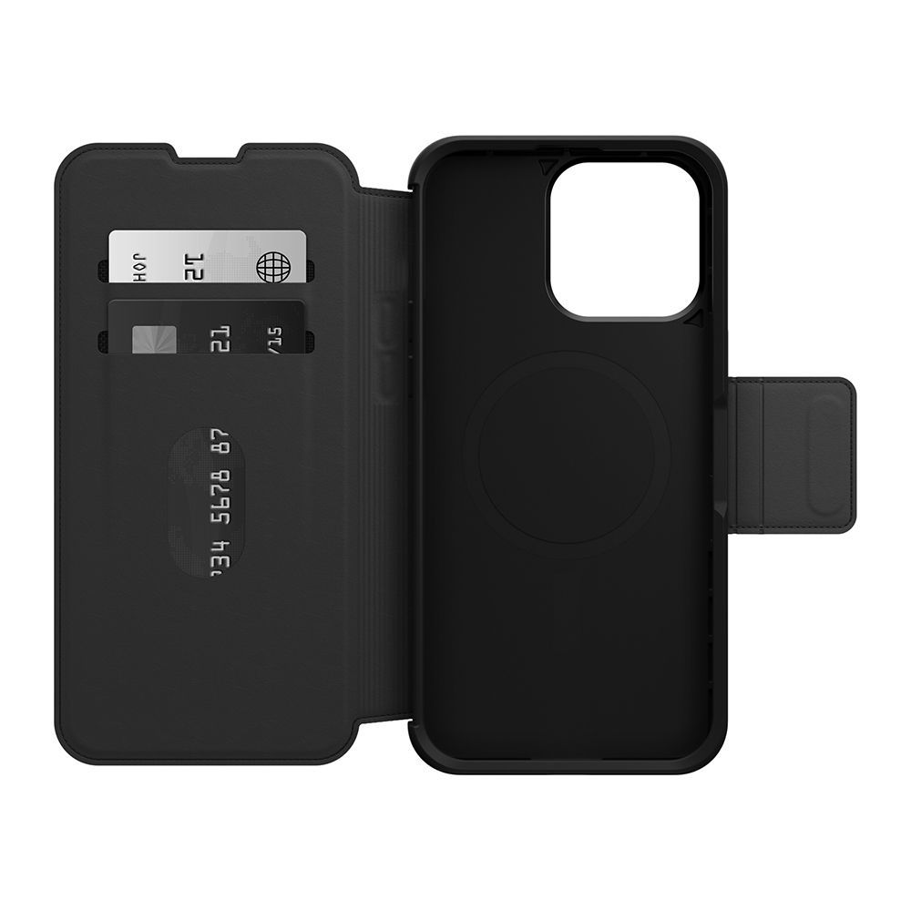 OTTERBOX   iPhone 15 Pro Max 6.7吋 Strada 步道者系列真皮掀蓋保護殼-黑(支援MagSafe)