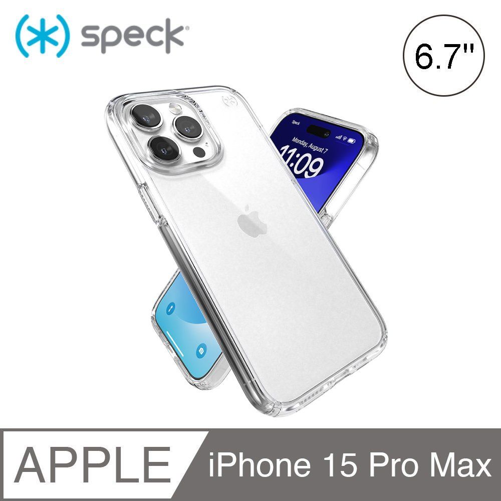 Speck  Presidio Perfect Clear iPhone 15 Pro Max 6.7吋透明抗菌防摔保護殼