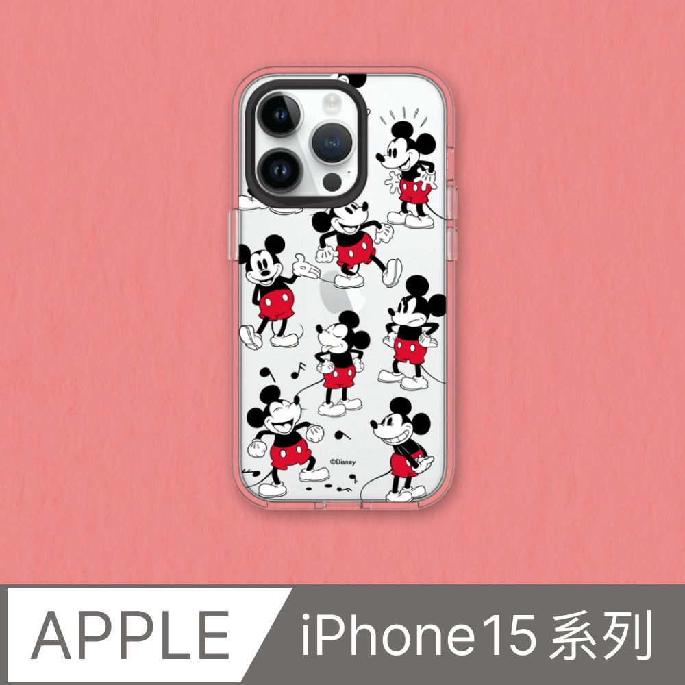 RHINOSHIELD 犀牛盾 iPhone 15系列Clear透明防摔手機殼迪士尼-米奇系列-Sticker-米奇的常態