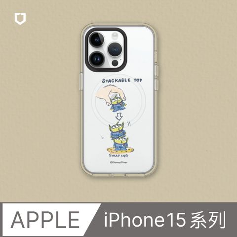 RHINOSHIELD 犀牛盾 iPhone 15系列Clear(MagSafe 兼容)透明防摔手機殼玩具總動員系列-三眼怪疊疊樂玩具