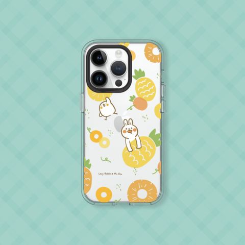 【犀牛盾】iPhone 15系列Clear透明防摔手機殼∣懶散兔與啾先生系列-鳳梨