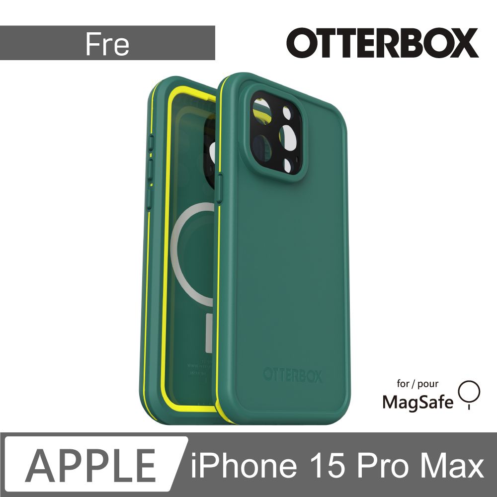 OTTERBOX  LifeProof iPhone 15 Pro Max 6.7吋 Fre全方位防水/雪/震/泥 保護殼-綠(支援MagSafe)