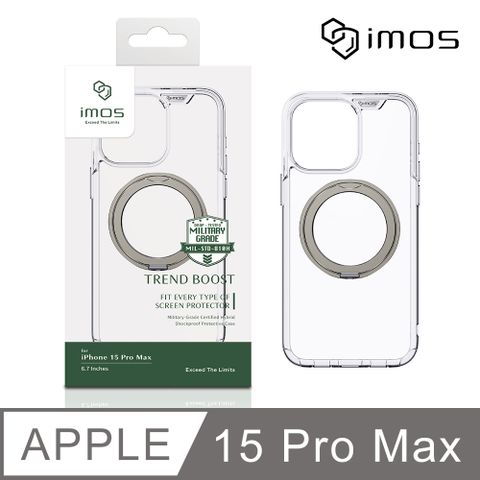 imos Apple iPhone 15 Pro Max 6.7吋 磁吸支架軍規防震保護殼-透明