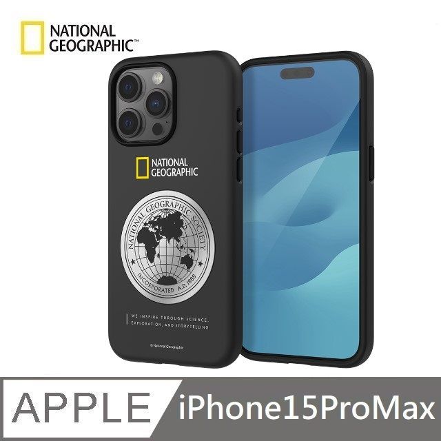 National Geographic 國家地理   Metal Deco 地球徽章 手機殼 適用 iPhone 15 Pro Max