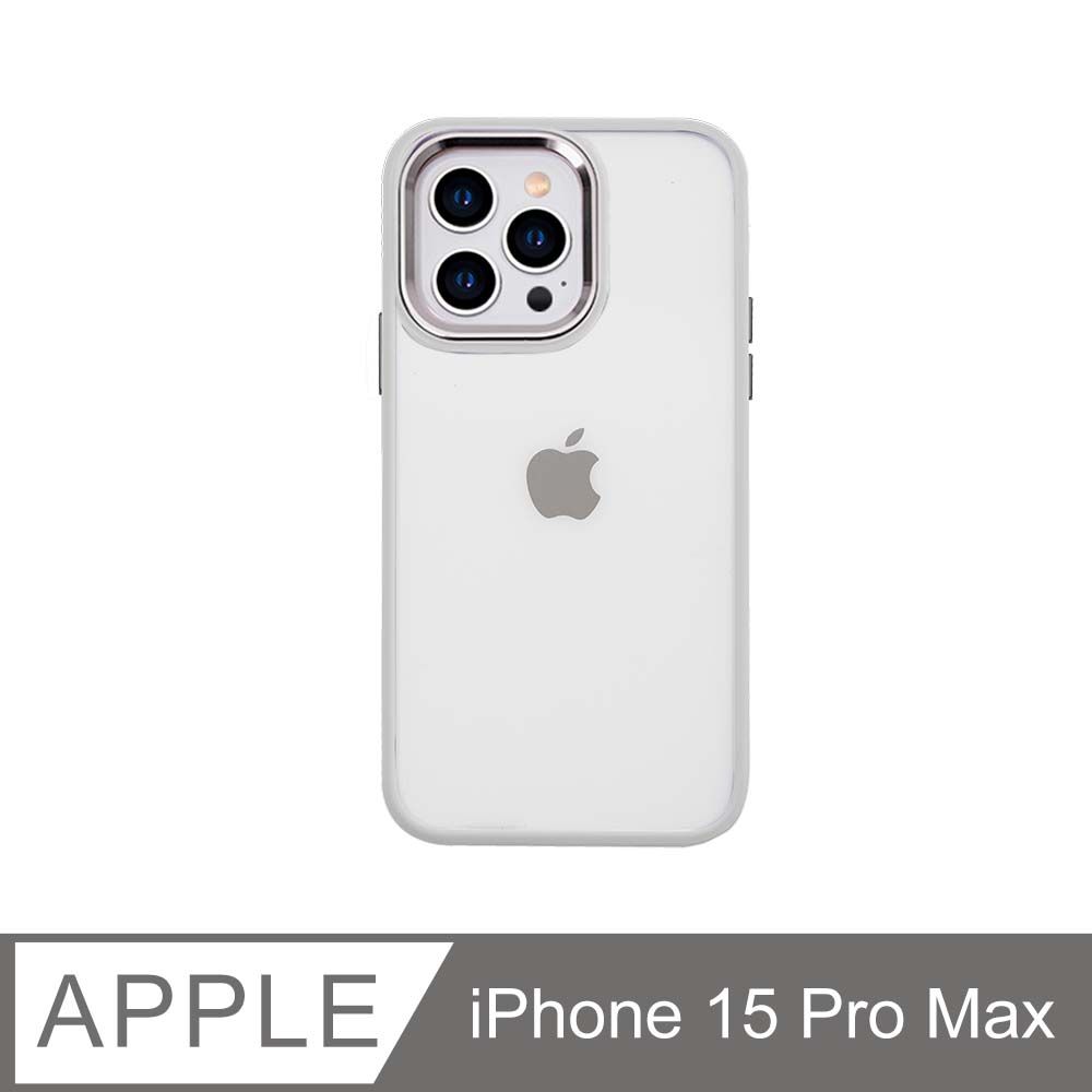  無機質風格 金屬鏡框手機殼 iPhone 15 Pro Max / i15 Pro Max 硬殼軟邊 保護殼套-透黑