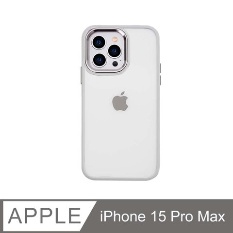 無機質風格 金屬鏡框手機殼 iPhone 15 Pro Max / i15 Pro Max 硬殼軟邊 保護殼套-透黑