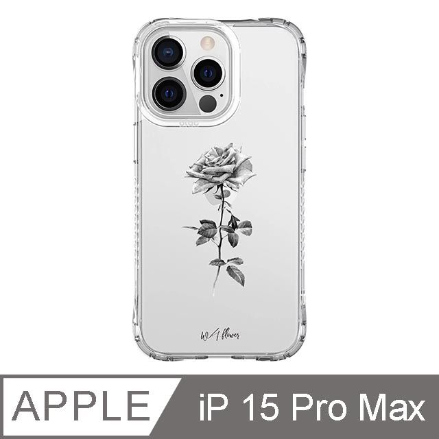 TOYSELECT 拓伊生活 iPhone 15 Pro Max 6.7吋 浪花聯名款經典黑白玫瑰抗黃防摔iPhone手機殼