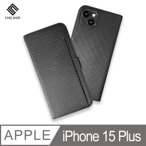 支援MagSafe無線充電CASE SHOP 側掀站立式皮套iPhone 15 Plus (6.7) 黑