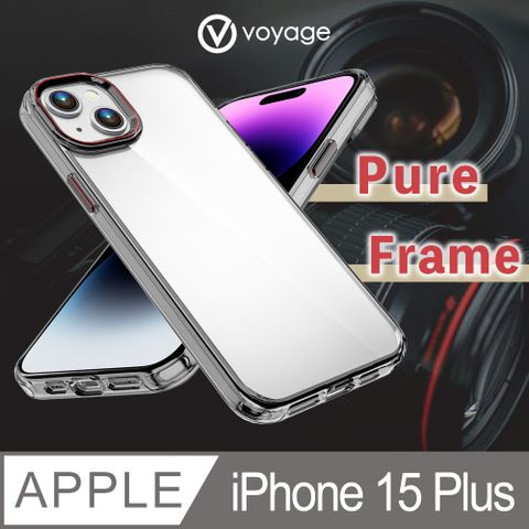 支援MagSafe無線充電VOYAGE 超軍規防摔保護殼Pure Frame透黑iPhone 15 Plus (6.7")