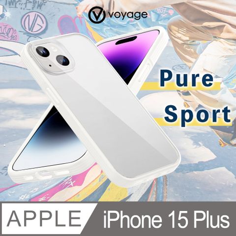 支援MagSafe無線充電VOYAGE 超軍規防摔保護殼Pure Sport純白iPhone 15 Plus (6.7")