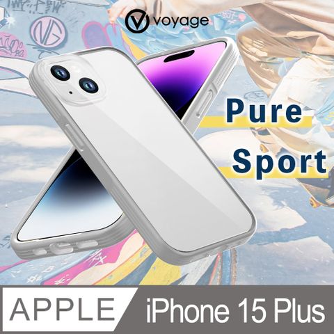 支援MagSafe無線充電VOYAGE 超軍規防摔保護殼Pure Sport淺灰iPhone 15 Plus (6.7")