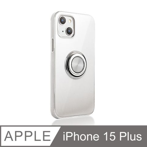 《指環支架空壓殼》iPhone 15 Plus 手機殼 i15 Plus 保護殼 磁吸式 軟殼(透明)