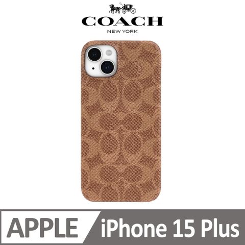 COACH 蔻馳 iPhone 15 Plus 手機殼 卡其經典大C