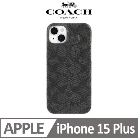 COACH 蔻馳 iPhone 15 Plus 手機殼 黑色經典大C