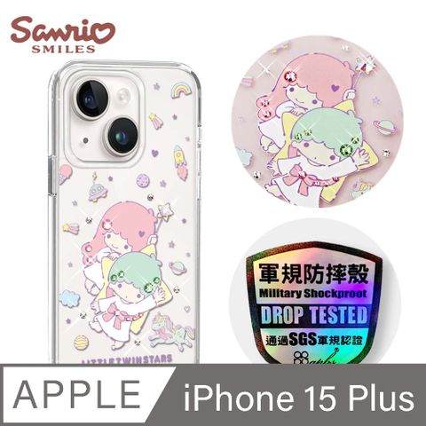 APBS 三麗鷗 iPhone 15 Plus 6.7吋輕薄軍規防摔水晶彩鑽手機殼-星際雙子星