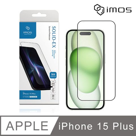 美商康寧公司授權正版iMOS Apple iPhone 15 Plus 6.7吋9H康寧滿版黑邊玻璃螢幕保護貼(AGbc)
