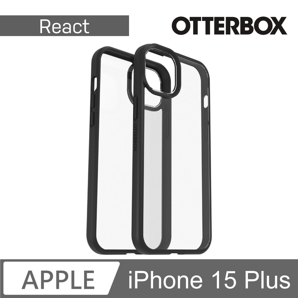 OTTERBOX   iPhone 15 Plus 6.7吋 React 輕透防摔殼 (黑透)