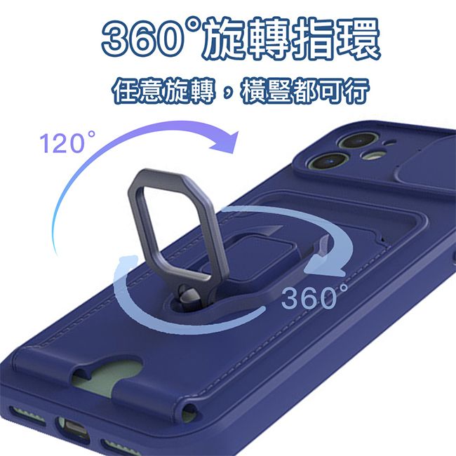 防摔專家  iPhone 15 Plus全方位鏡頭蓋/插卡/掛繩/指環支架保護殼-黑