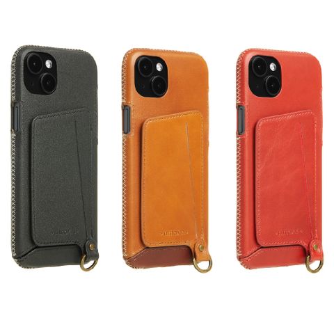 iPhone15 Plus 磁吸站立卡袋手機皮套/手機殼 -四色任選(附皮革手腕帶)