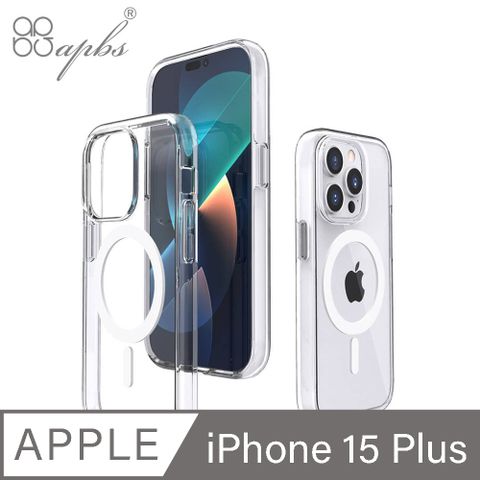 apbs iPhone 15 Plus 6.7吋輕薄軍規防摔磁吸手機殼-純透殼