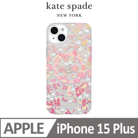 Kate Spade iPhone 15 Plus MagSafe 精品手機殼 桃花紛飛