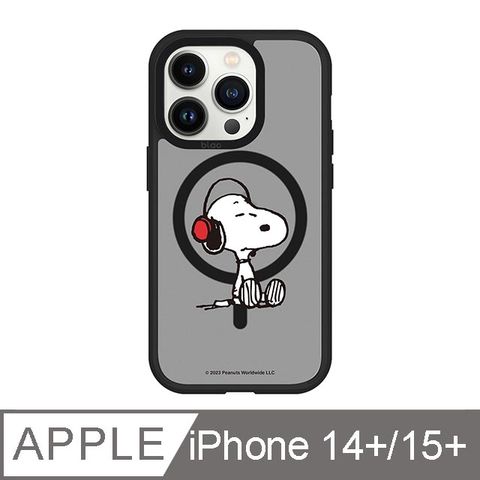 TOYSELECT 拓伊生活 iPhone 14 Plus/15 Plus 6.7吋 SNOOPY史努比 聽音樂極光霧透MagSafe iPhone手機殼