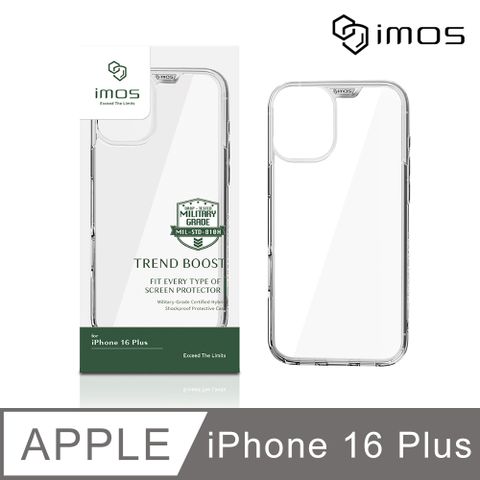 imos Apple iPhone 16 Plus 6.7吋 軍規認證雙料防震保護殼-透明