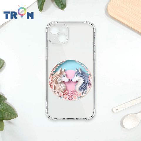 TRON IPhone 15 PLUS 可愛紙雕哈士奇 四角防摔殼 手機殼