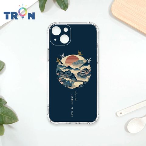 TRON IPhone 15 PLUS 圓形復古山水畫系列 四角防摔殼 手機殼