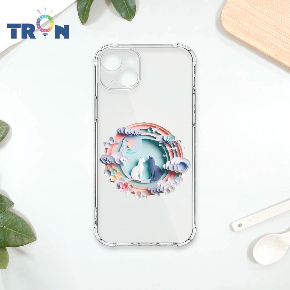  TRON IPhone 15 PLUS 可愛紙雕貓咪 四角防摔殼 手機殼